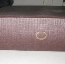 Brown record album "His Master's Voice"-album spine with "C", leather ring