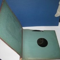 Brown record album "His Master's Voice", opened to index and record sleeve