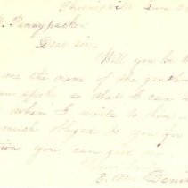 Postal card to Samuel W. Pennypacker from E. M. Denithorne