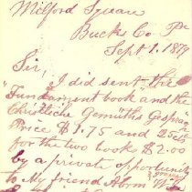Postal card to Samuel W. Pennypacker from J. H. Oberholtzer