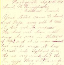 Postal card to Samuel W. Pennypacker from Hannah Cassel