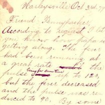 Postal card to Samuel W. Pennypacker from Hannah Cassel