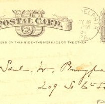 Postal card to Samuel W. Pennypacker from Hampton L. Carson