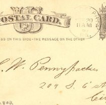 Postal card from W. &. L. Wenkenback