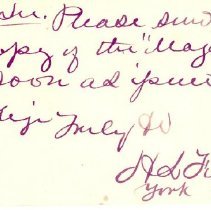 Postal card to Samuel W. Pennypacker from H. L. Fisher