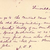 Postal card to Samuel W. Pennypacker from James Lane Pennypacker