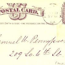 Postal card to Samuel W. Pennypacker from Samuel C. Perkins