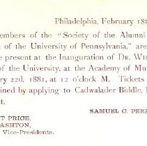 Postal card to Samuel W. Pennypacker from Samuel C. Perkins