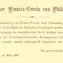Postal card to Samuel W. Pennypacker from Deutscher Pioneer-Verein of Phila