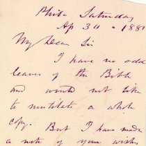 Postal card to Samuel W. Pennypacker from Th. G. Sower