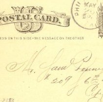Postal card to Samuel W. Pennypacker from T .S. Cadwallader