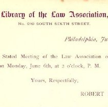 Postal card to Samuel W. Pennypacker from Robert D. Coxe