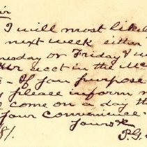 Postal card to Samuel W. Pennypacker from Peter G. Carey