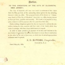Announcement to Samuel W. Pennypacker from the City of Elizabeth, NJ