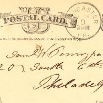 Postal card to Samuel W. Pennypacker from S. H. Zahm + Co,