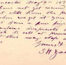 Postal card to Samuel W. Pennypacker from S. H. Zahm + Co,