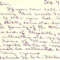 Postal card to Samuel W. Pennypacker from E. A. Barber