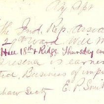 Postal card to Samuel W. Pennypacker from E. P. Smithers