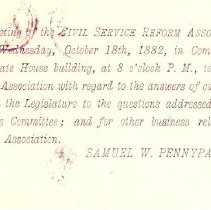 Postal card to Samuel W. Pennypacker from Samuel W. Pennypacker