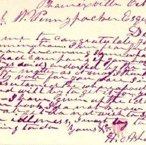 Postal card to Samuel W. Pennypacker from Henry Ashenfelter