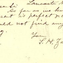 Postal card to Samuel W. Pennypacker from S. H. Zahm + Co.