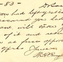 Postal card to Samuel W. Pennypacker from W. H. Pennypacker