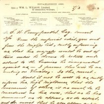 Letter to Samuel W. Pennypacker from William L. Wilson