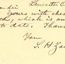 Postal card to Samuel W. Pennypacker from S. H. Zahm + Co.