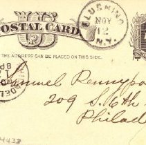 Postal card to Samuel W. Pennypacker from Thomas S. Stein