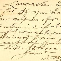 Postal card to Samuel W. Pennypacker from D. M. Swan