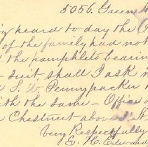 Postal card to Samuel W. Pennypacker from E. H. Edwards