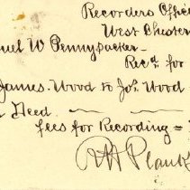 Postal card to Samuel W. Pennypacker from R. H. Plank