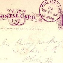 Address side of postal card to Samuel W. Pennypacker from J. Fred. Sheeder