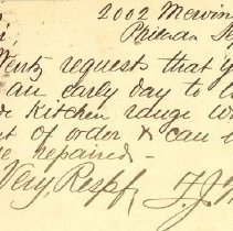 Postal card to Samuel W. Pennypacker from T. J. Wentz