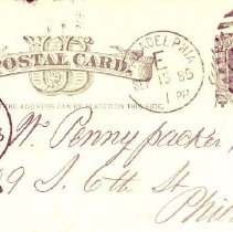 Address side of postal card to Samuel W. Pennypacker from T. J. Wentz