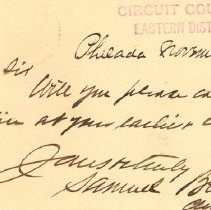 Postal card to Samuel W. Pennypacker from Samuel Bell