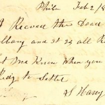 Postal card to Samuel W. Pennypacker from S. Harry