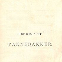 Het Geslacht Pannebakker, page 1