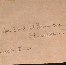 Lid of box addressed to Samuel W. Pennypacker P2007.11.675C
