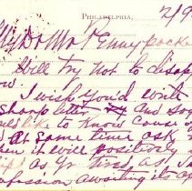 Postal card to Samuel W. Pennypacker from Rees Welsh