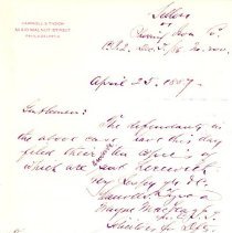 Letter to Samuel W. Pennypacker from Carroll S. Tyson