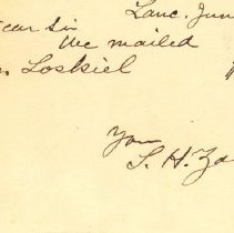 Address side of postal card to Samuel W. Pennypacker from S .H. Zahm + Co.