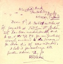 Postal card to Samuel W. Pennypacker from H. Wakel