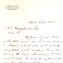 Letter to Samuel W. Pennypacker from Carroll S. Tyson