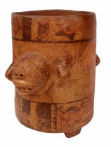 Cylindrical Tripod Vessel with Feline Janus Heads