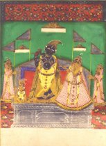 Miniature Painting Depicting Krishna and Radha