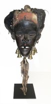 Mask with Full Coiffure and Brass Bells