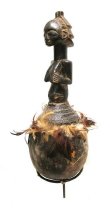 Luba Gourd Surmounted by a Female Half Figure