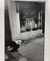 Homeless Man Outside of a Beauty Salon