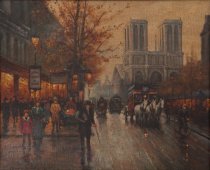 Street Scene of Paris, Facing Notre Dame